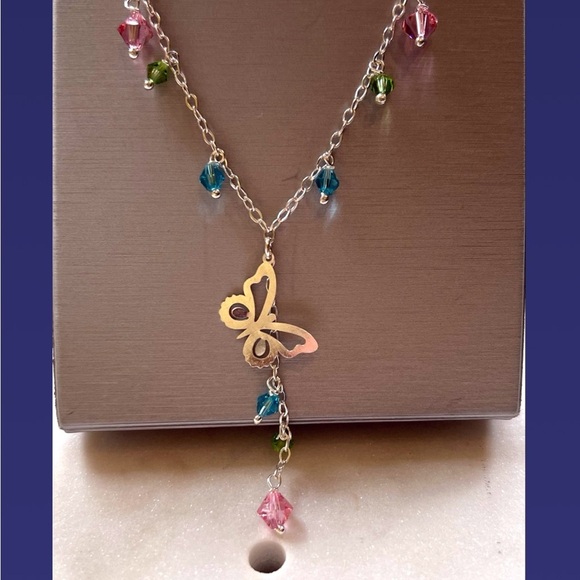 Silver .925 Butterfly Necklace and Earring Set - Picture 2 of 2